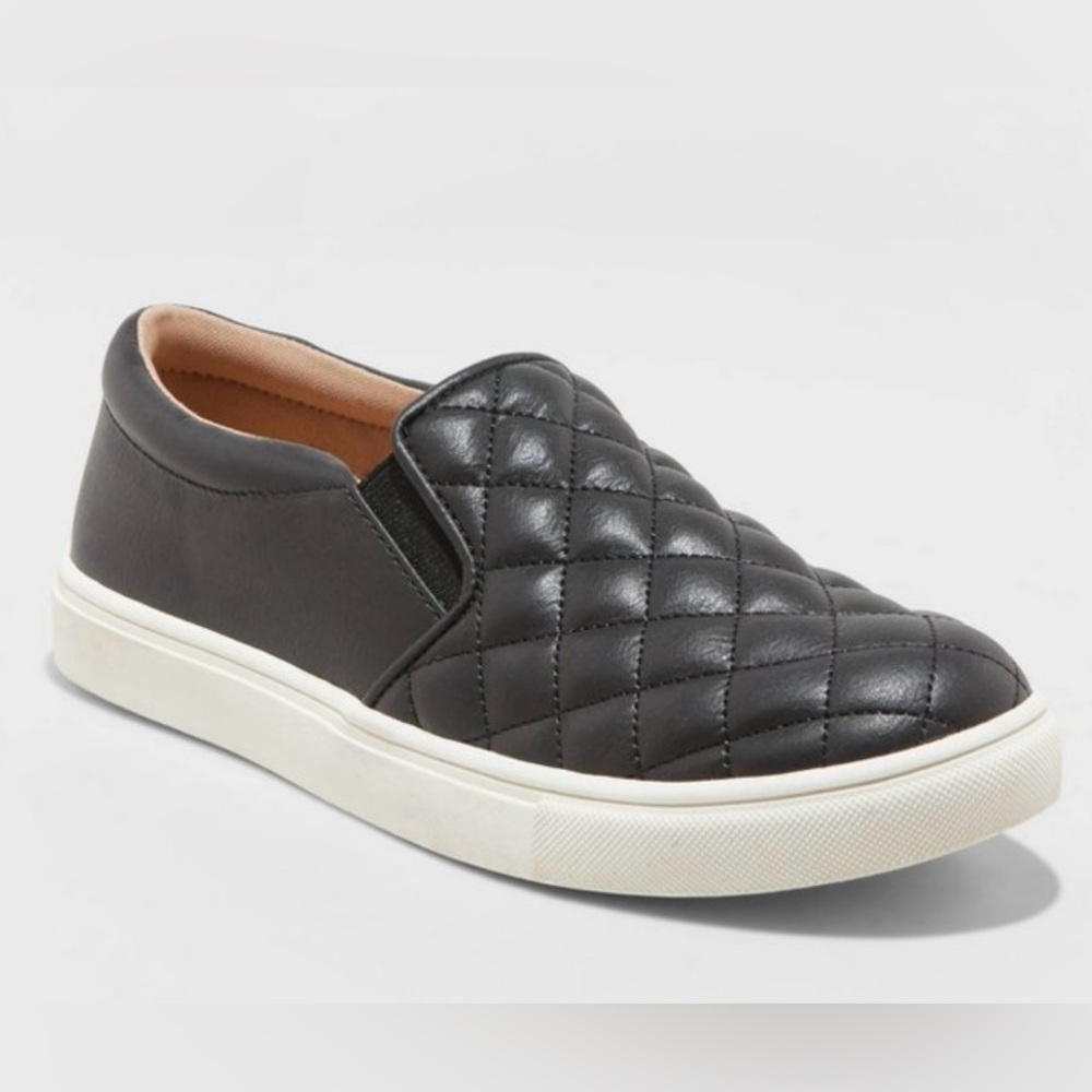 A New Day Black Quilted Slip-On Sneakers